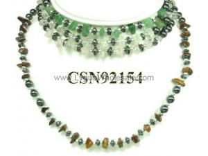 Assorted Colored Semi precious Stone Beads Hematite Beads Stone Chain Choker Fashion Women Necklace